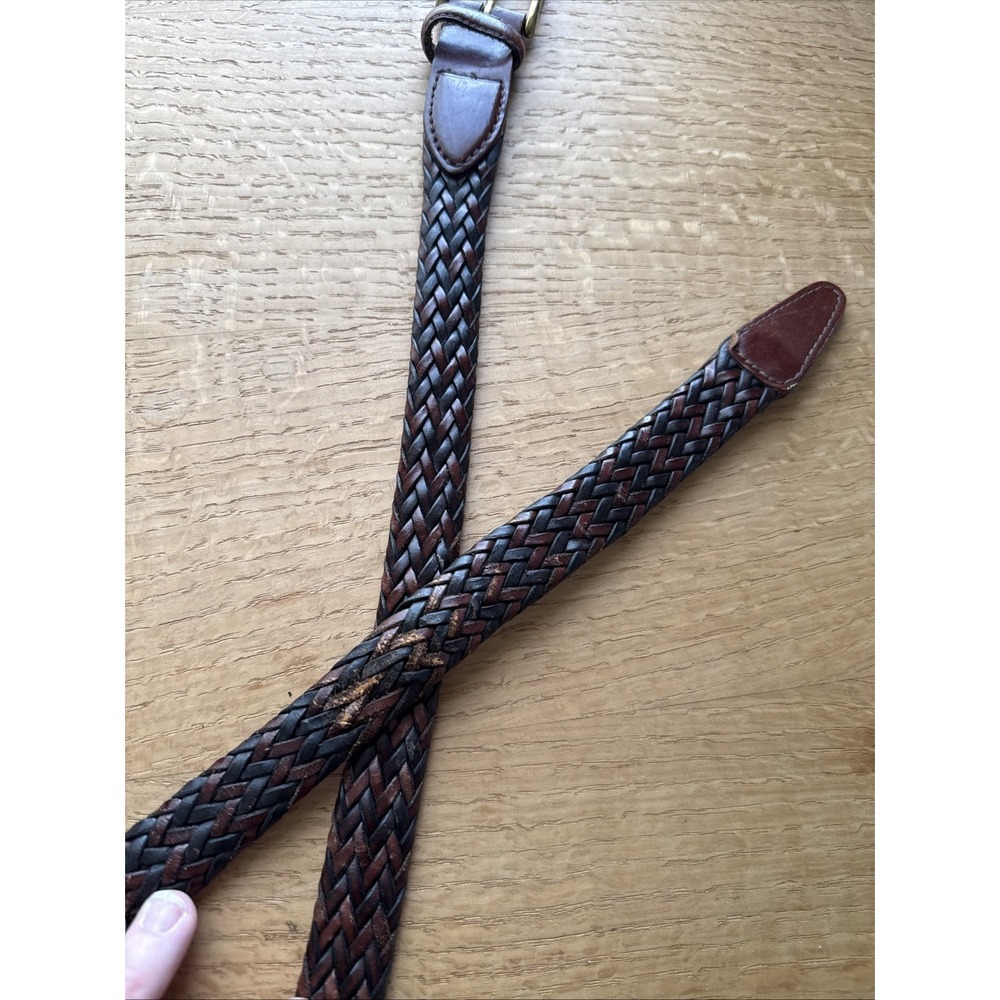 Liz Claiborne Vintage Brown Braided Belt - Genuine Leather - Women's Size 44 - Picture 4 of 6